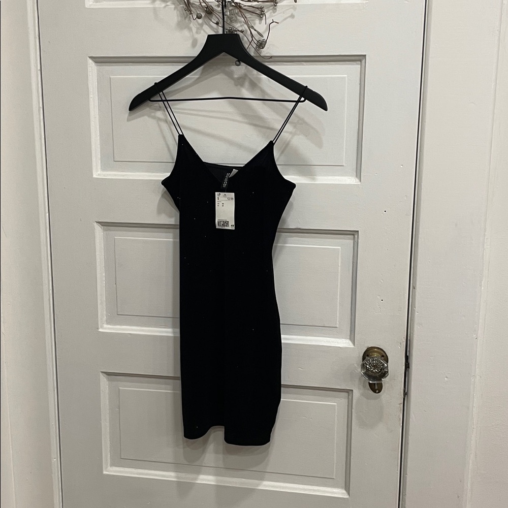 H&M Black Mini Dress with Spaghetti Straps